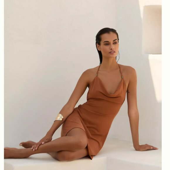 Brand New By Anthropologie Cowl-Neck Mini Dress - Picture 1 of 11